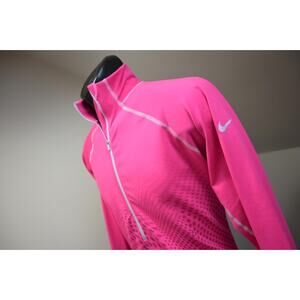 Nike Pro Running 1/4 Zip Performance Dri Fit Fitted Pink Jacket Womens Size XL